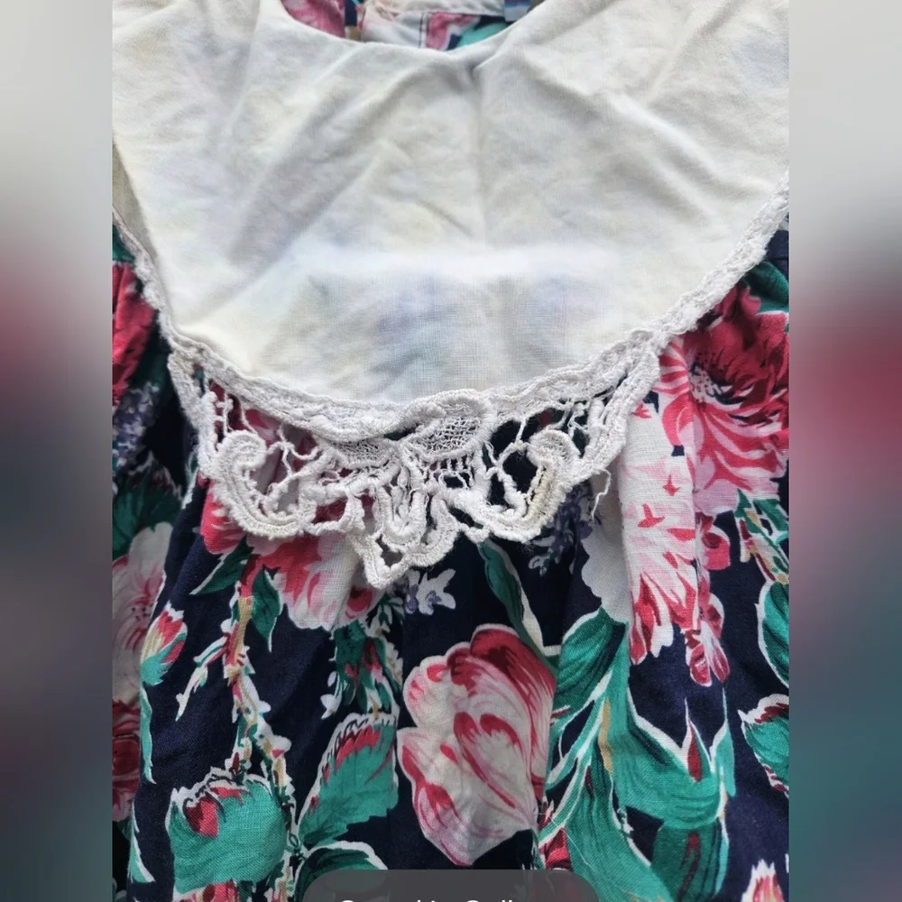VTG 90s girls 4T Floral dress COTTAGECORE PRARIE Floral Lace fairy peterpan